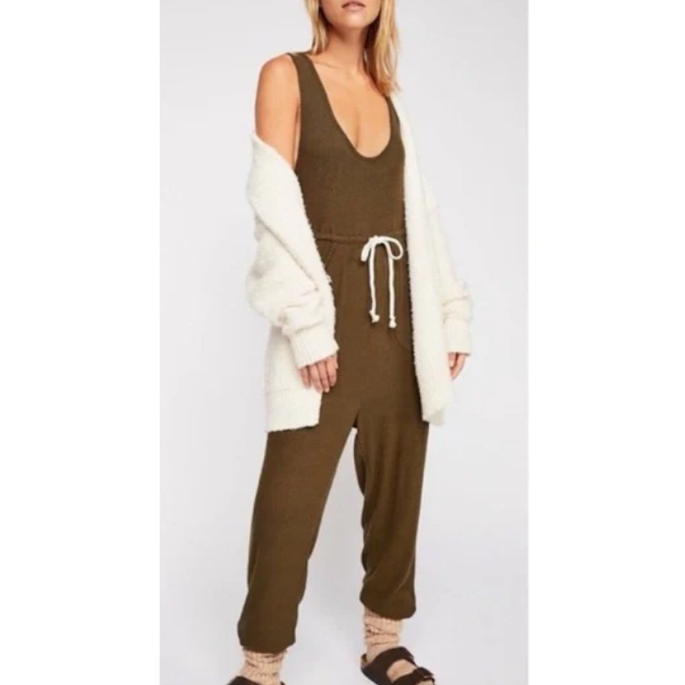 Intimately Free People Ribbed Olive Green Jumpsuit, Sz XS